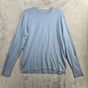 Flint and Tinder Mens Large Cotton Light Blue Long Sleeve Crew Neck T Shirt